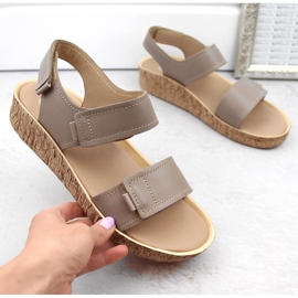 Leather comfortable women's velcro cappuccino sandals Helios 136.42.020 beige 1 Leather comfortable women's velcro cappuccino sandals Helios 136.42.020 beige 1
