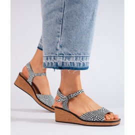 Comfortable women's wedge sandals by Sergio Leone white 1