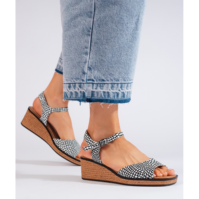 Comfortable women's wedge sandals by Sergio Leone white 1