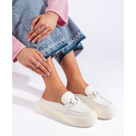 Women's white platform flip-flops 1