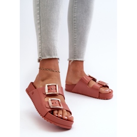 Women's Flip-Flops With Buckles ZAXY JJ285246 Dirty Pink 1