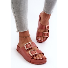 Women's Flip-Flops With Buckles ZAXY JJ285246 Dirty Pink 2