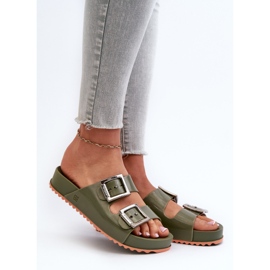 Women's Smooth Slides ZAXY NN285057 Dark green 2