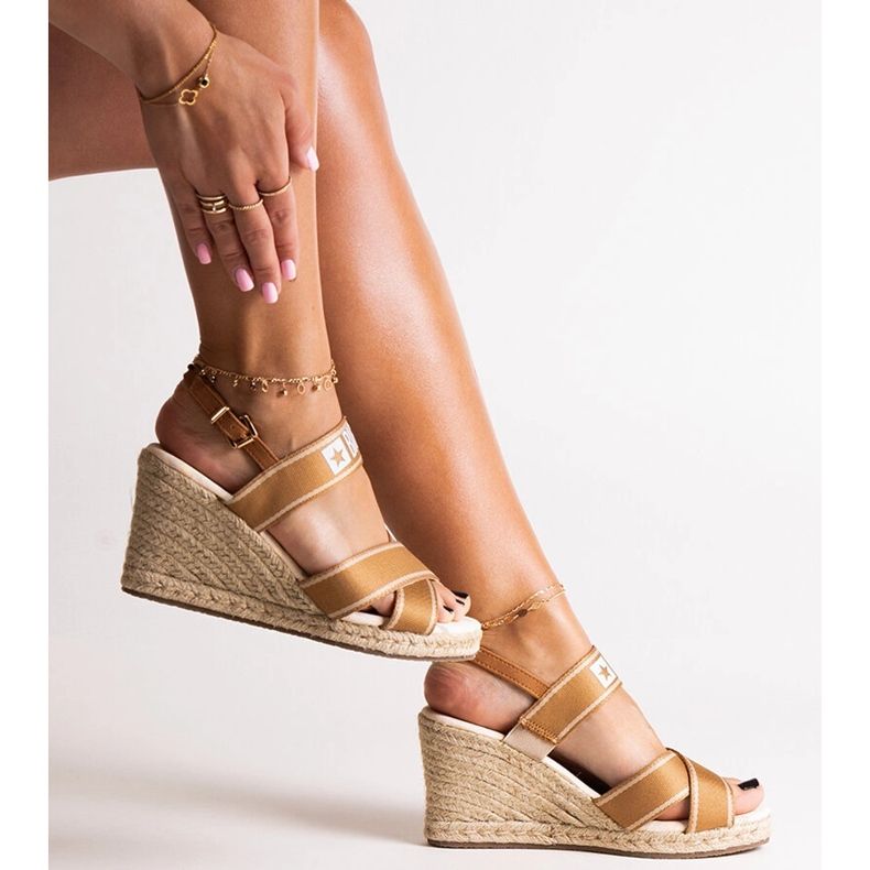Beige wedge sandals Big Star LL274883 2