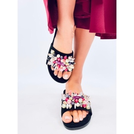 Lumsen Black flip-flops with colorful stones 1