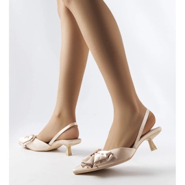 Beige high heels with a Burlington bow 1
