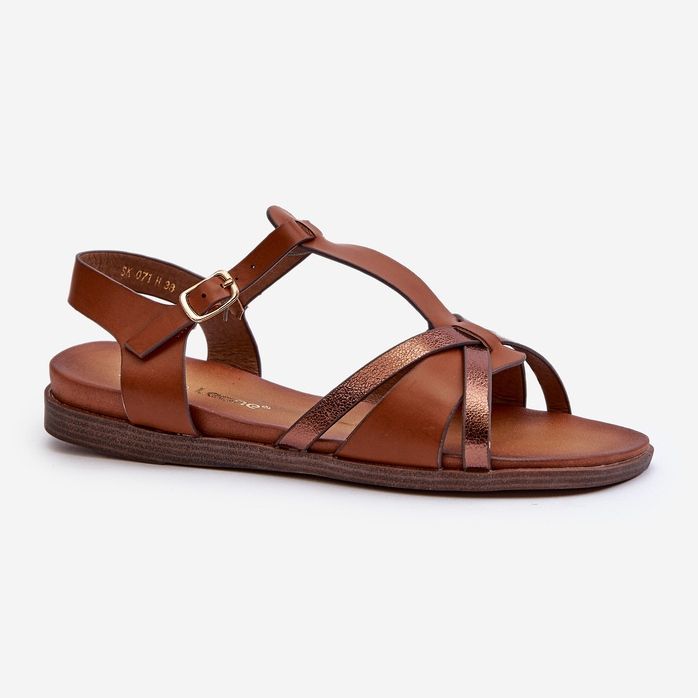 Women's Flat Sandals Made of Eco Leather Sergio Leone SK071H Brown 1