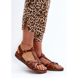 Women's Flat Sandals Made of Eco Leather Sergio Leone SK071H Brown 2