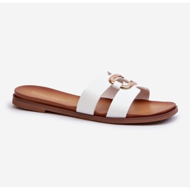Women's Flat Flip-Flops Made of Eco Leather Sergio Leone SK077H White 1 Women's Flat Flip-Flops Made of Eco Leather Sergio Leone SK077H White 1