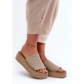 Sergio Leone SK083H Women's Platform Flip Flops, Beige 2