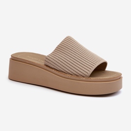 Sergio Leone SK083H Women's Platform Flip Flops, Beige 1