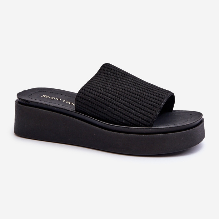 Sergio Leone SK083H Women's Platform Flip-Flops Black 1