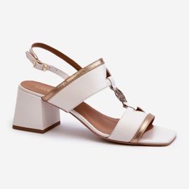 Leather Elegant Sandals on a Block Laura Messi 2768 White 1 Leather Elegant Sandals on a Block Laura Messi 2768 White 1