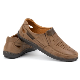 Olivier Men's leather loafers for summer 602 brown 5