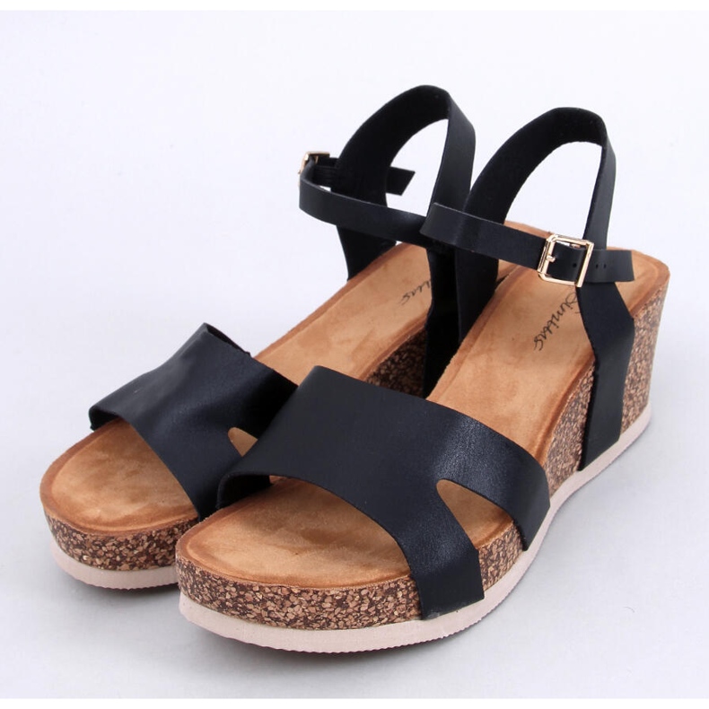 Dionis Black cork wedge sandals 1