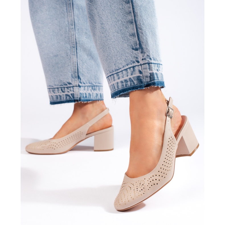 Openwork high-heeled pumps by Sergio Leone beige 1