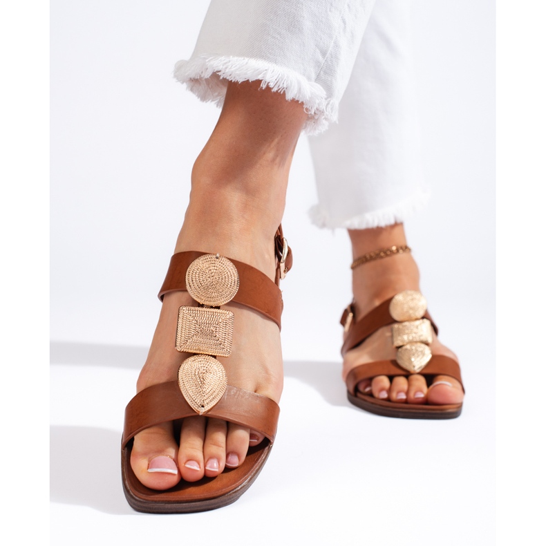 Women's brown flat sandals by Sergio Leone 1 Women's brown flat sandals by Sergio Leone 1