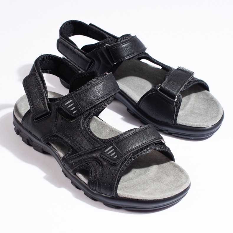 Comfortable men's black velcro sandals 1