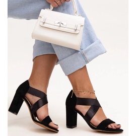 Evento Black high-heeled sandals with a leather Sewim insole 2