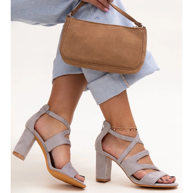 Gray high-heeled sandals with a leather Yanick insole grey 1