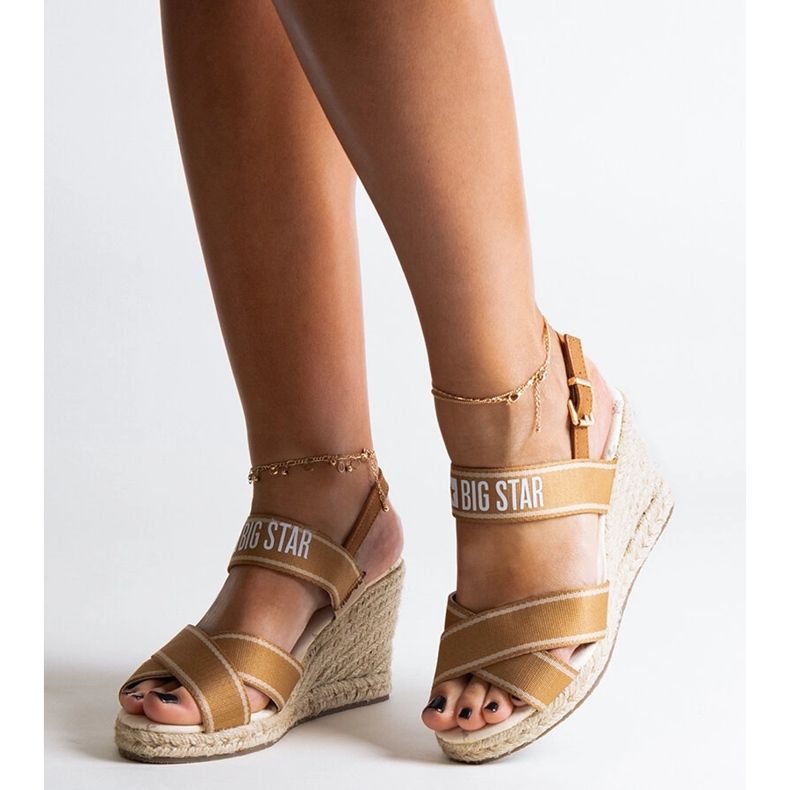 Beige wedge sandals Big Star LL274883 1