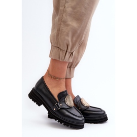 Zazoo 3485 Women's Moccasins With Gold Decoration, Natural Leather black 2 Zazoo 3485 Women's Moccasins With Gold Decoration, Natural Leather black 2