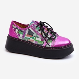 Women's Leather Sneakers On Platform Maciejka 06479-15 Fuchsia pink 1