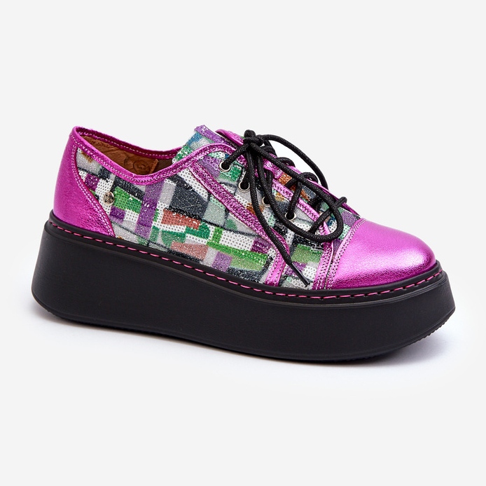 Women's Leather Sneakers On Platform Maciejka 06479-15 Fuchsia pink 1