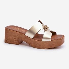 Zazoo 40412 Leather Elegant Women's Flip-Flops With Gold Decoration golden 1