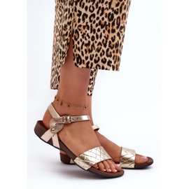 Zazoo 40027 Women's Flat Leather Sandals, Gold golden 2