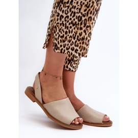 Zazoo 40327 Leather Slip-On Sandals, Beige 2