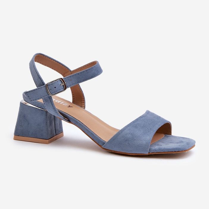 Women's Sandals on an Eco Suede Block, Blue Leisha 1