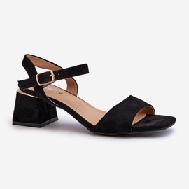 Women's Sandals on an Eco Suede Block, Black Leisha 1