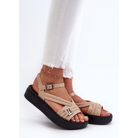 Fragrant Women's Platform Sandals ZAXY LL285063 Beige 2