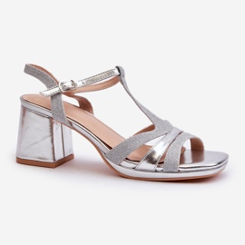 Women's High Heel Sandals Made of Eco Leather Silver Lyana 1 Women's High Heel Sandals Made of Eco Leather Silver Lyana 1
