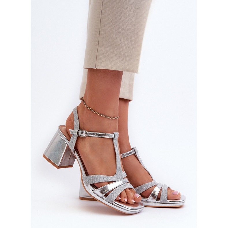 Women's High Heel Sandals Made of Eco Leather Silver Lyana 2 Women's High Heel Sandals Made of Eco Leather Silver Lyana 2