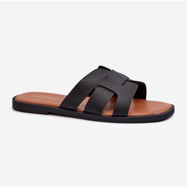 Women's Flat Flip-Flops Made of Eco Leather, Black Risamay 1