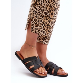 Women's Flat Flip-Flops Made of Eco Leather, Black Risamay 2