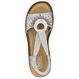 Comfortable women's slip-on sandals with metallic elastic Rieker 60880-90 silver 2