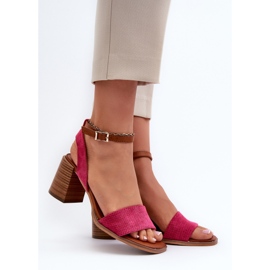 Women's High Heel Sandals Made of Eco Suede Fuchsia Ronvia pink 2