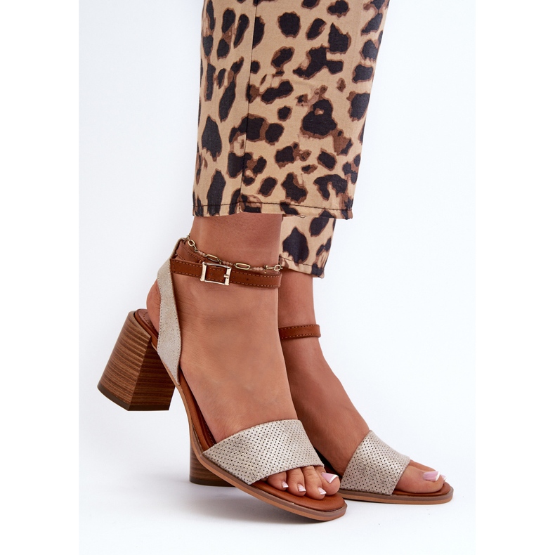 Women's High Heel Sandals Made of Eco Suede, Gold Ronvia golden 2