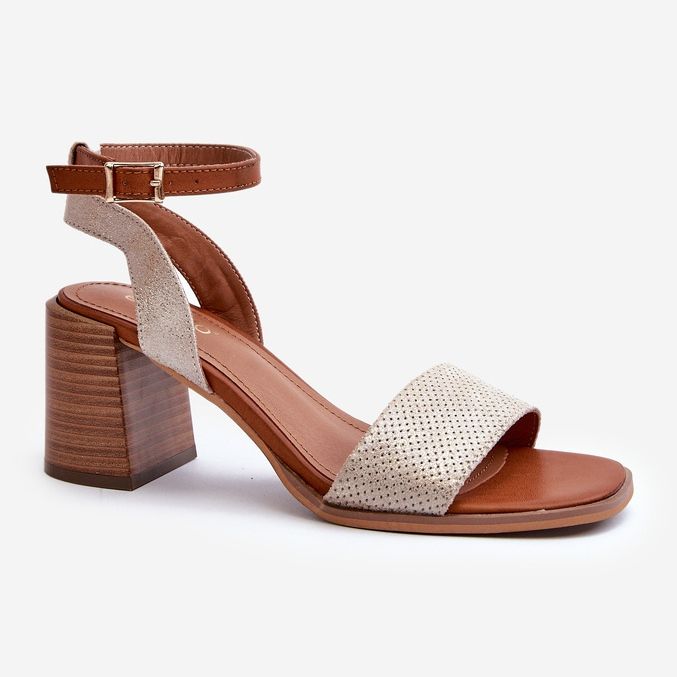 Women's High Heel Sandals Made of Eco Suede, Gold Ronvia golden 1 Women's High Heel Sandals Made of Eco Suede, Gold Ronvia golden 1