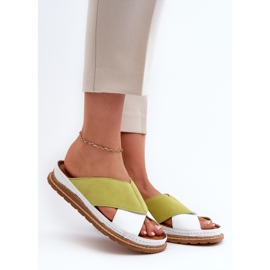 Leather Profiled Flip-Flops Maciejka 04986-11 Lime white 2