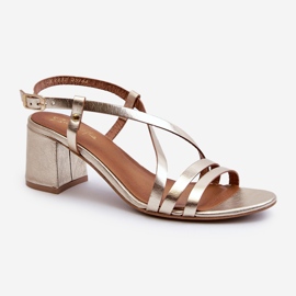 Leather Sandals on a Low Heel Maciejka 06653-25 Gold golden 1