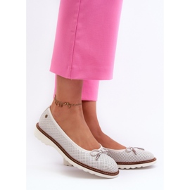 Women's Openwork Ballerina Shoes Made of Natural Leather Maciejka P6509-11 White 2