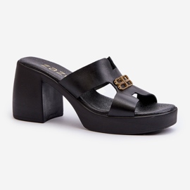 Zazoo 40419 Women's Leather Flip-Flops With Cutouts and Decoration, Black 1 Zazoo 40419 Women's Leather Flip-Flops With Cutouts and Decoration, Black 1