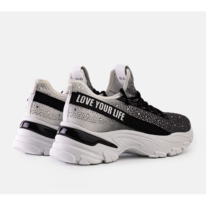 White and gray shiny massive sneakers by Senai black 1