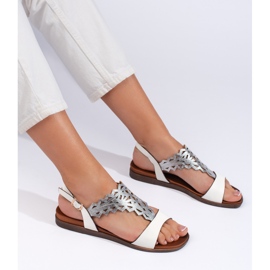 Openwork white and silver women's sandals by Sergio Leone 1