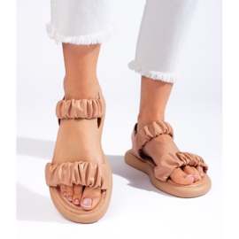 Brown comfortable women's slip-on sandals 1