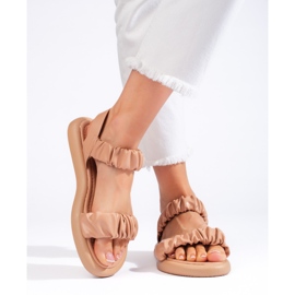 Brown comfortable women's slip-on sandals 2